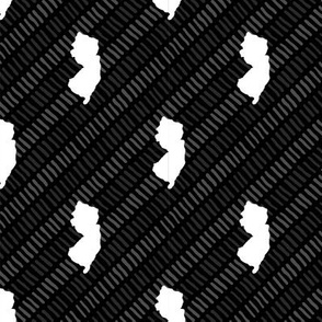 New Jersey State Shape Pattern Black and White Stripes