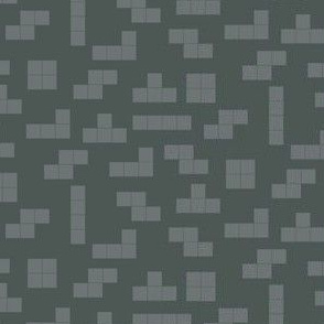 Tetris game design. Geometric blocks in duotone green