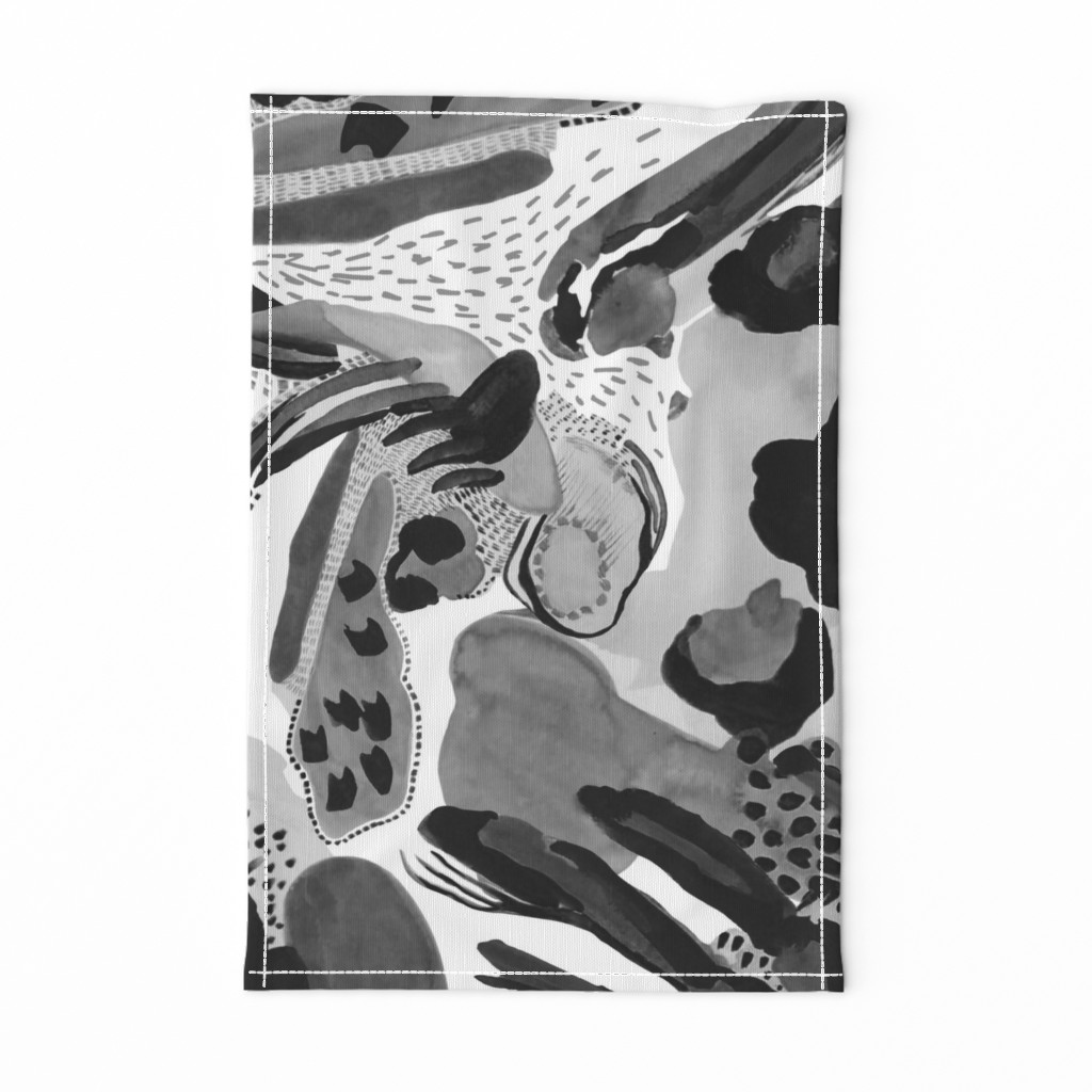 black and white abstract painting