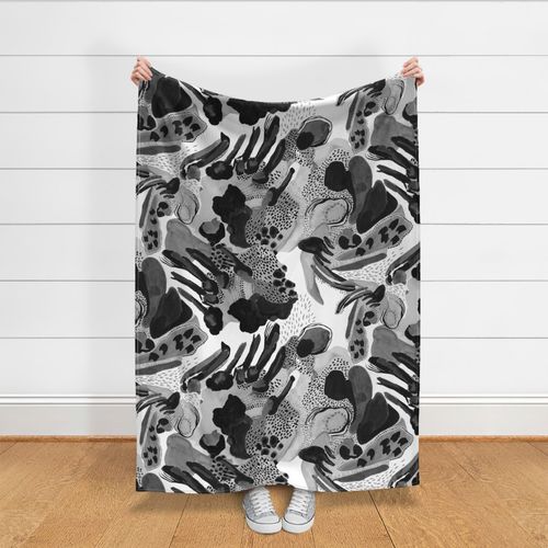 black and white abstract painting Fabric | Spoonflower