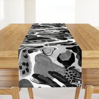 black and white abstract painting