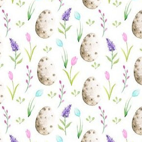 watercolor easter egg fabric - spring floral fabric, spring fabric, easter egg fabric, easter fabric, easter rabbit - white egg