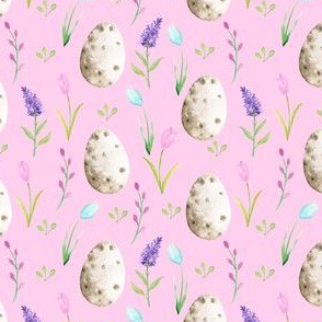 watercolor easter egg fabric - spring floral fabric, spring fabric, easter egg fabric, easter fabric, easter rabbit - pink