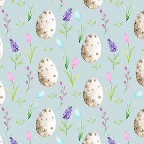watercolor easter egg fabric - spring floral fabric, spring fabric, easter egg fabric, easter fabric, easter rabbit - light blue