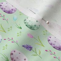 watercolor easter egg fabric - spring floral fabric, spring fabric, easter egg fabric, easter fabric, easter rabbit -mint