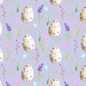 watercolor easter egg fabric - spring floral fabric, spring fabric, easter egg fabric, easter fabric, easter rabbit - purple