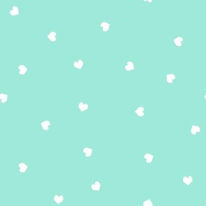 mini hearts fabric - hearts fabric, baby fabric, trendy baby fabric, valentines fabric - bright mint