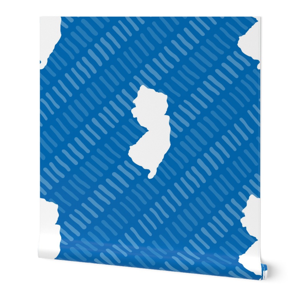 New Jersey State Shape Pattern Blue and White Stripes