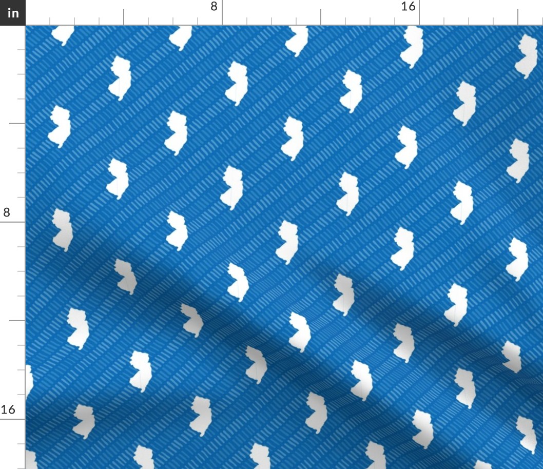 New Jersey State Shape Pattern Blue and White Stripes