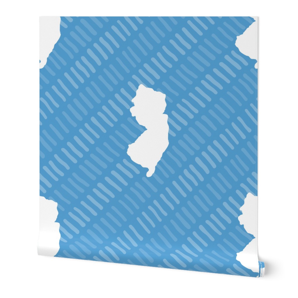 New Jersey State Shape Pattern Light Blue and White Stripes