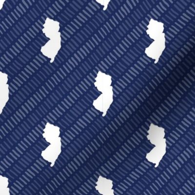 New Jersey State Shape Pattern Dark Blue and White Stripes