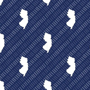 New Jersey State Shape Pattern Dark Blue and White Stripes