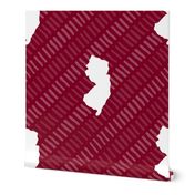 New Jersey State Shape Pattern Garnet and White Stripes