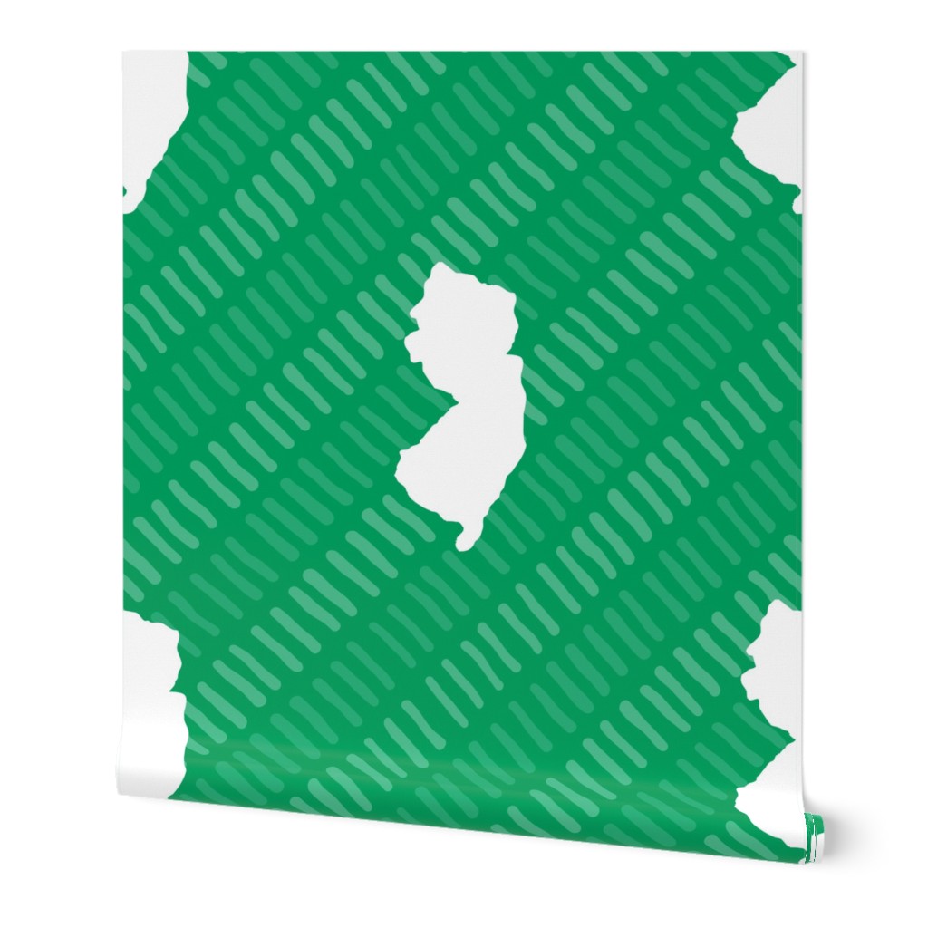 New Jersey State Shape Pattern Green and White Stripes