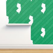 New Jersey State Shape Pattern Green and White Stripes