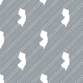 New Jersey State Shape Pattern Grey and White Stripes