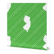 New Jersey State Shape Pattern Lime Green and White Stripes