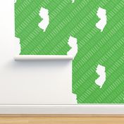 New Jersey State Shape Pattern Lime Green and White Stripes