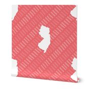 New Jersey State Shape Pattern Coral and White Stripes