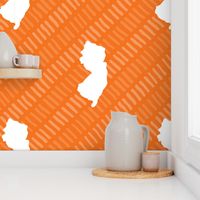 New Jersey State Shape Pattern Orange and White Stripes