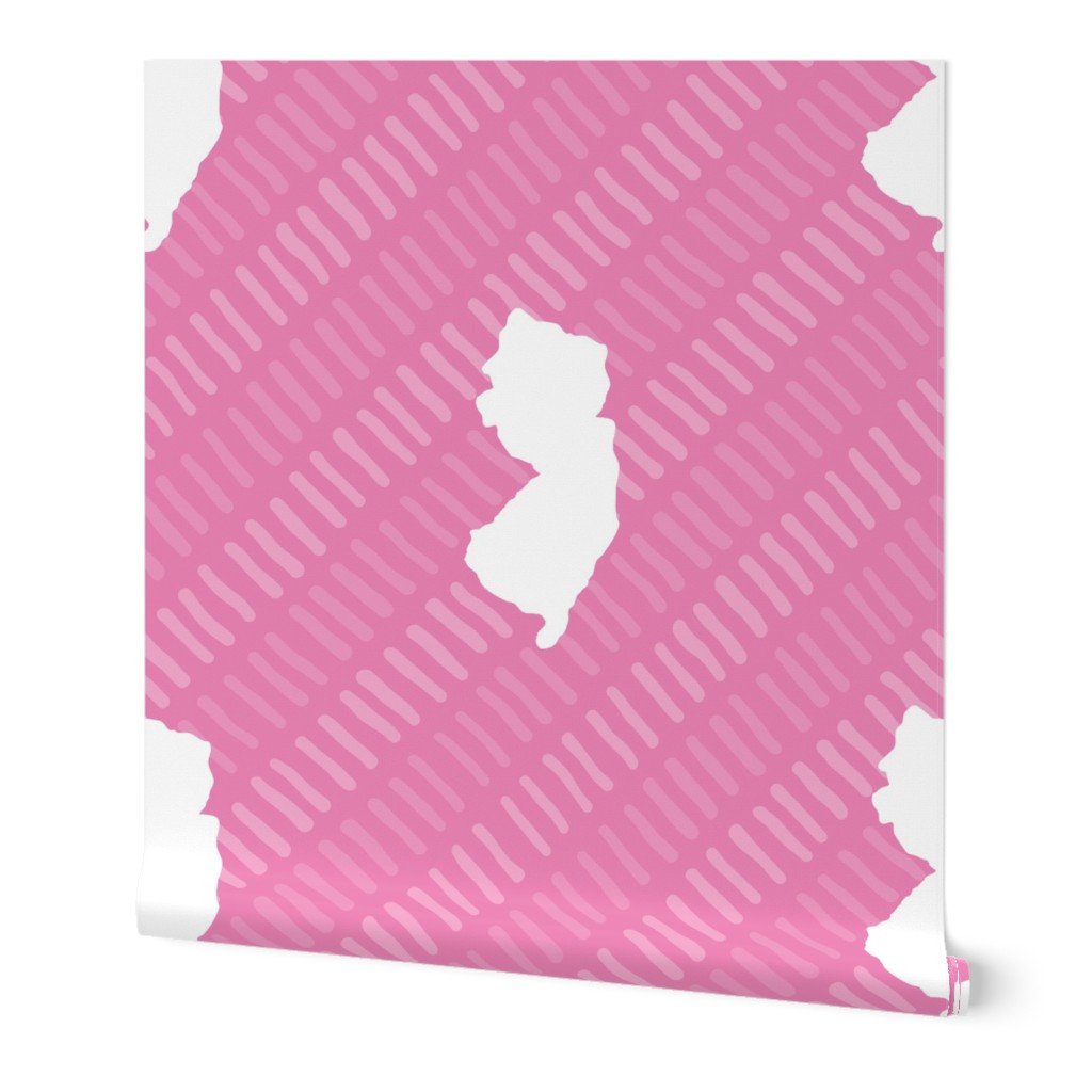 New Jersey State Shape Pattern Pink and White Stripes