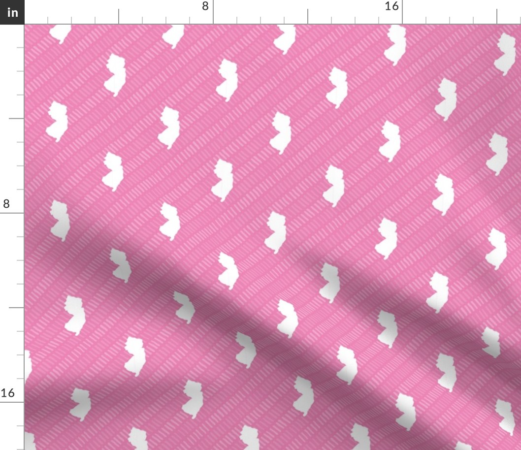 New Jersey State Shape Pattern Pink and White Stripes