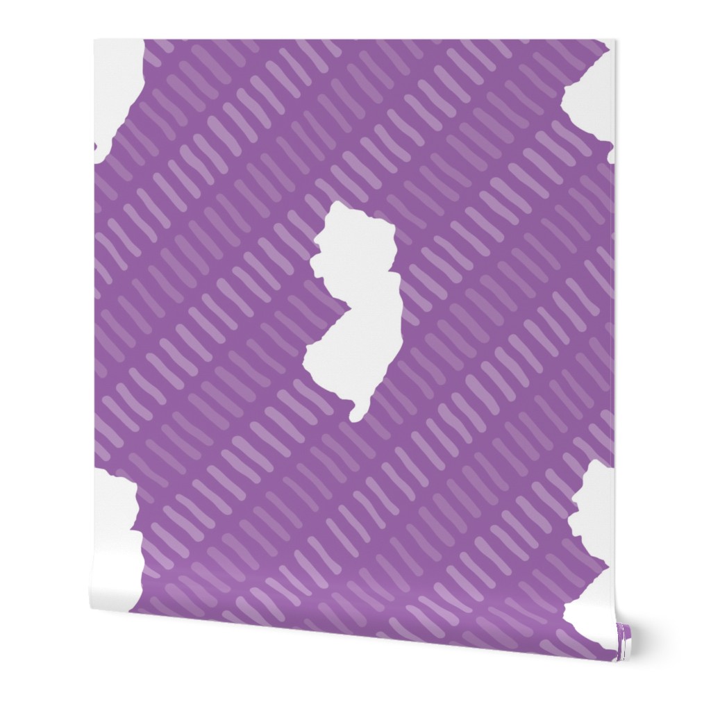 New Jersey State Shape Pattern Purple and White Stripes