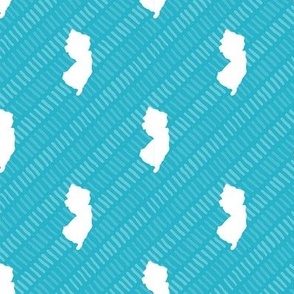 New Jersey State Shape Pattern Teal and White Stripes