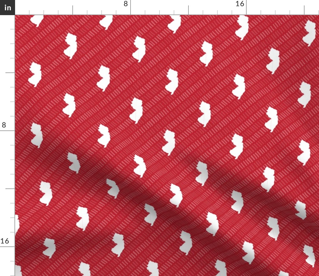 New Jersey State Shape Pattern Garnet and White Stripes