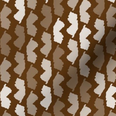 New Jersey State Shape Pattern Brown and White