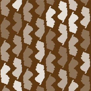 New Jersey State Shape Pattern Brown and White