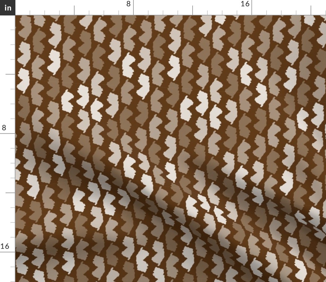 New Jersey State Shape Pattern Brown and White