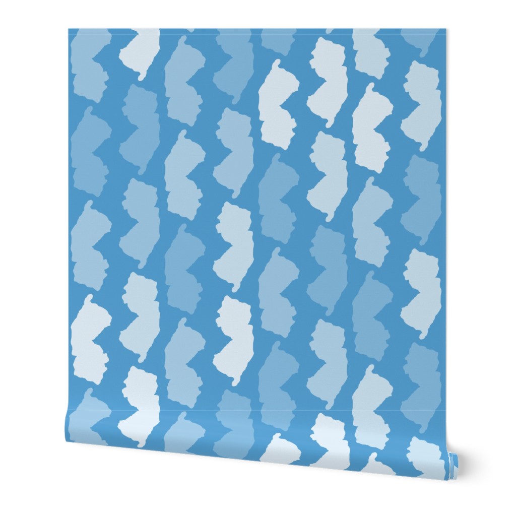 New Jersey State Shape Pattern Light Blue and White