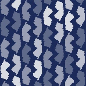 New Jersey State Shape Pattern Dark Blue and White