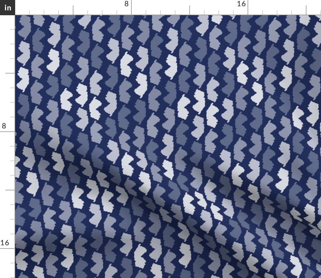 New Jersey State Shape Pattern Dark Blue and White