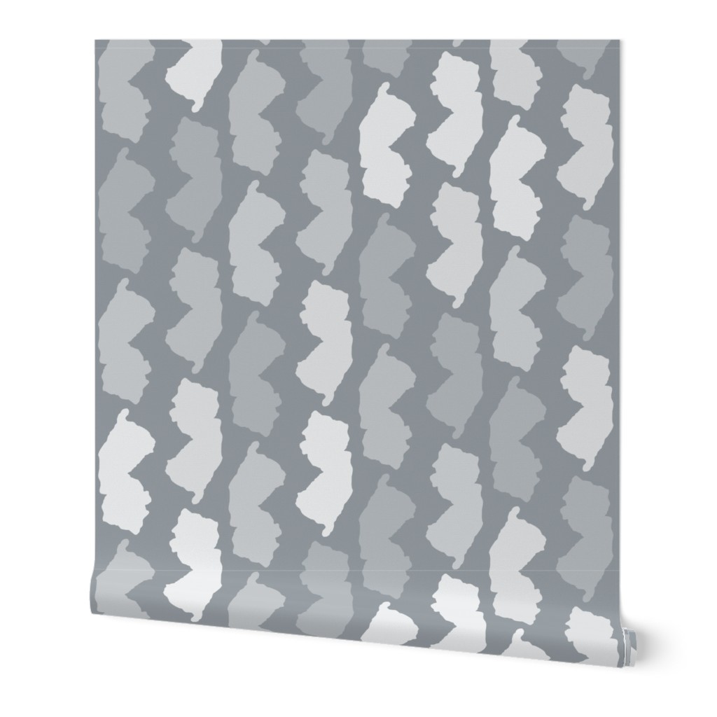 New Jersey State Shape Pattern Grey and White