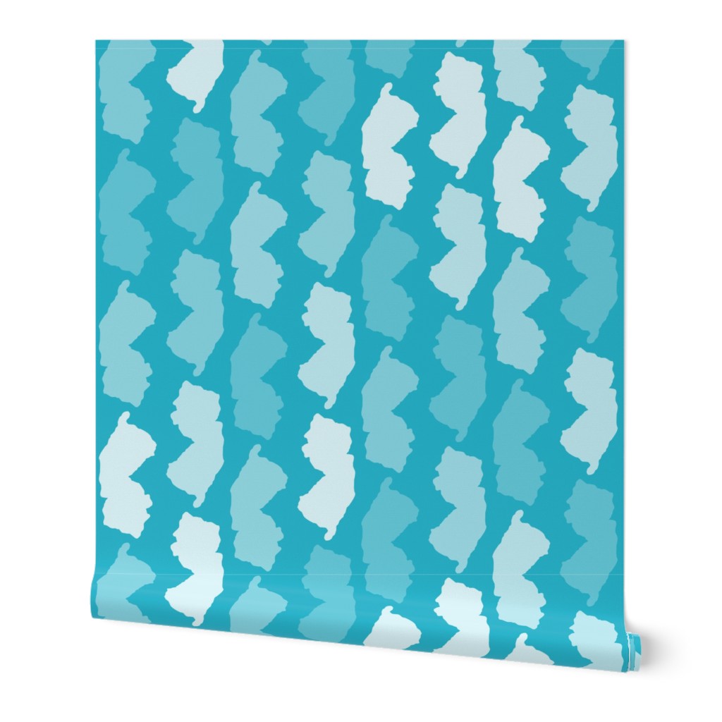 New Jersey State Shape Pattern Teal and White