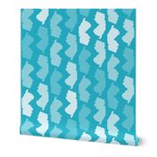 New Jersey State Shape Pattern Teal and White