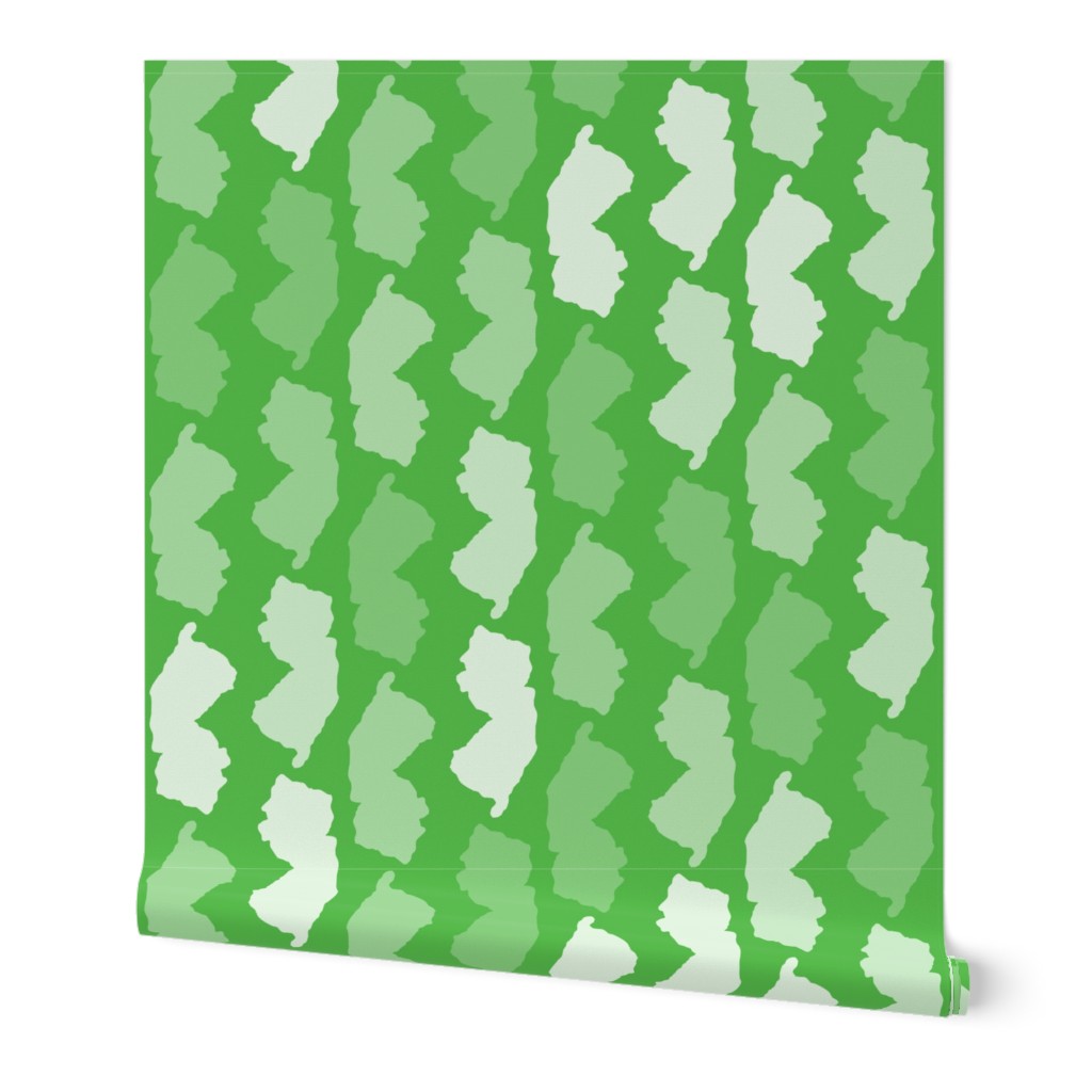 New Jersey State Shape Pattern Lime Green and White