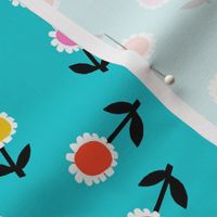 daisy fabric - hippie floral fabric, hippie flowers fabric, 60s fabric, flower power fabric - brights
