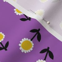 daisy fabric - hippie floral fabric, hippie flowers fabric, 60s fabric, flower power fabric - purple
