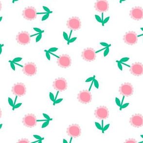 daisy fabric - hippie floral fabric, hippie flowers fabric, 60s fabric, flower power fabric - pink