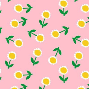 daisy fabric - hippie floral fabric, hippie flowers fabric, 60s fabric, flower power fabric - pink
