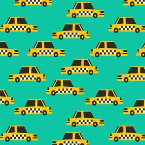 taxi fabric - yellow taxi fabric, nyc, new york taxi, kids fabric, boys fabric, baby boy - green