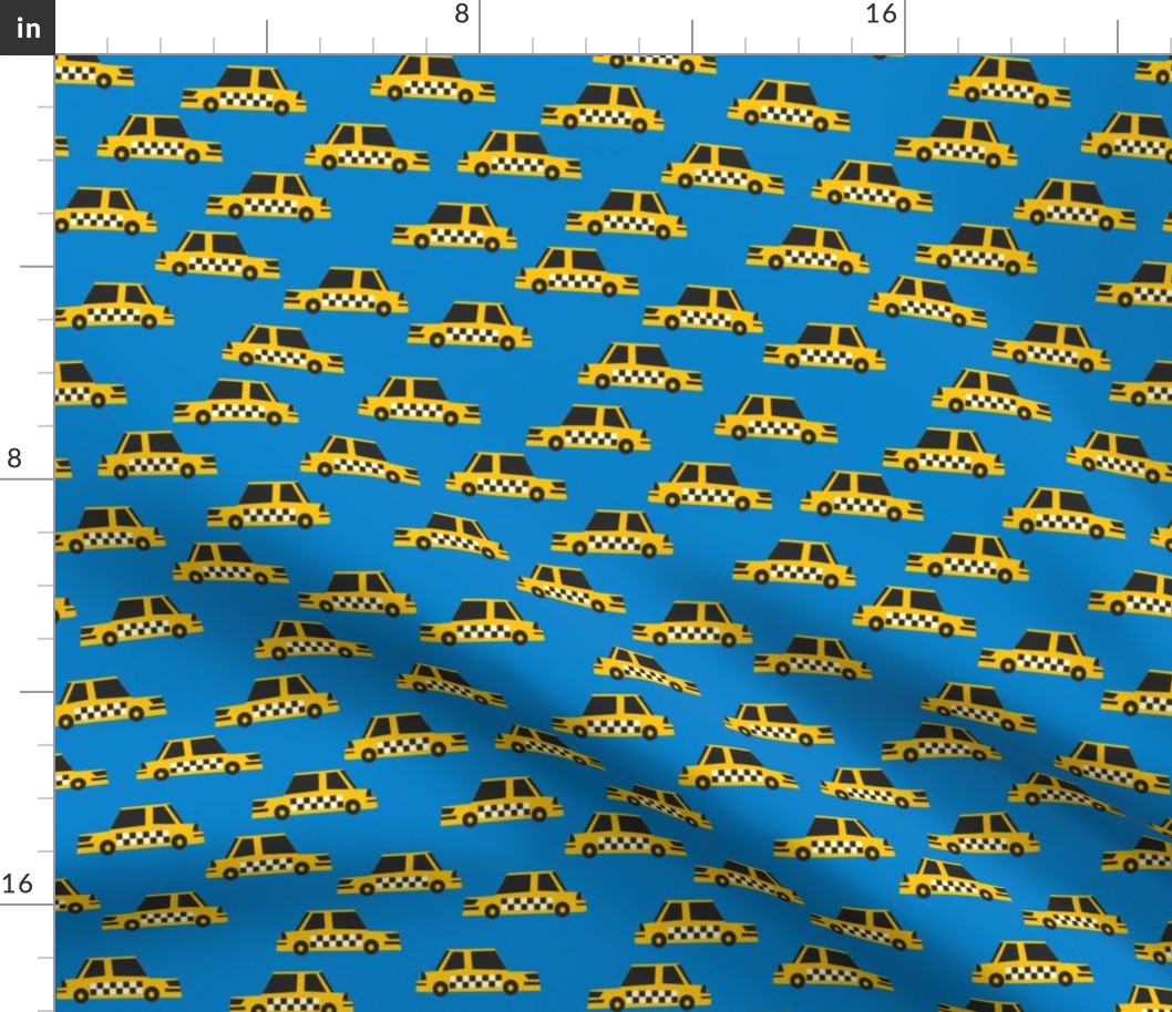 taxi fabric - yellow taxi fabric, nyc, new york taxi, kids fabric, boys fabric, baby boy - blue