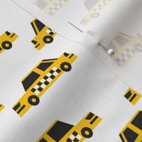 taxi fabric - yellow taxi fabric, nyc, new york taxi, kids fabric, boys fabric, baby boy - white