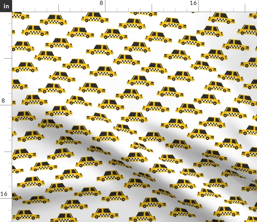 taxi fabric - yellow taxi fabric, nyc, new york taxi, kids fabric, boys fabric, baby boy - white