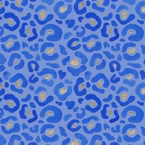 Blue watercolour animal cheetah print pattern