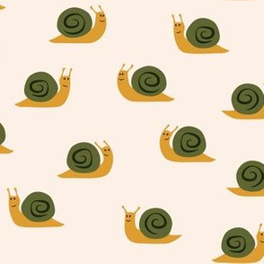 snails - cute spring snails - green on pink - LAD19