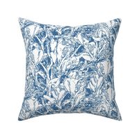 Med Classic Blue + White Abstract Floral | Small